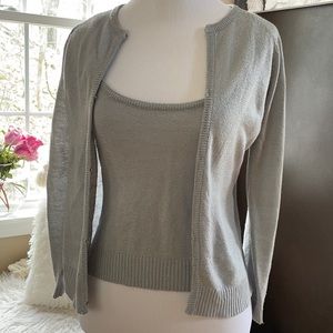 Lt. Gray twinset tank and cardigan small